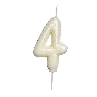 Anniversary House Iridescent White Number 4 Candle