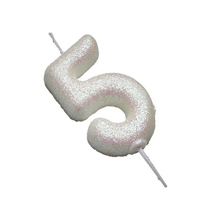 Anniversary House Iridescent White Number 5 Candle image(2)