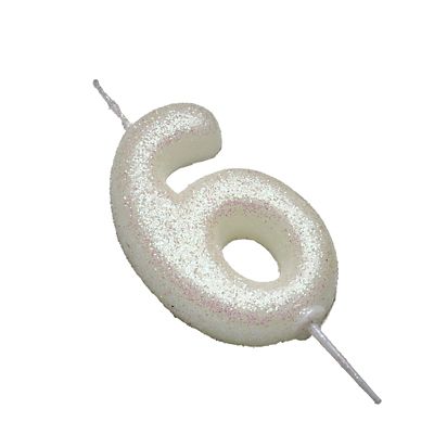 Anniversary House Iridescent White Number 6 Candle image(2)