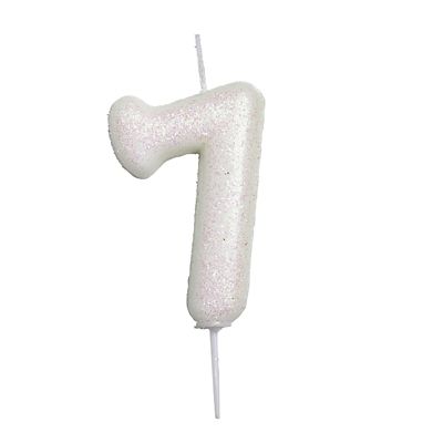 Anniversary House Iridescent White Number 7 Candle