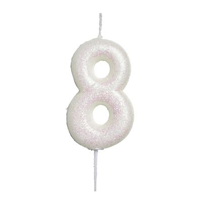 Anniversary House Iridescent White Number 8 Candle image(1)