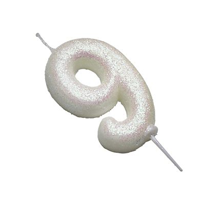 Anniversary House Iridescent White Number 9 Candle image(2)