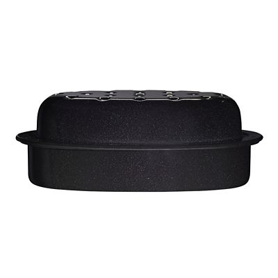 Enamel Self Basting Oval Roasting Tin with Lid image(7)