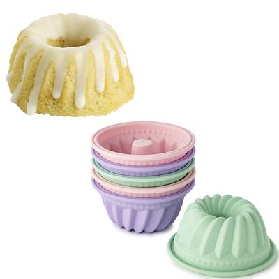 6 Individual Silicone Bund Cake or Jelly Moulds