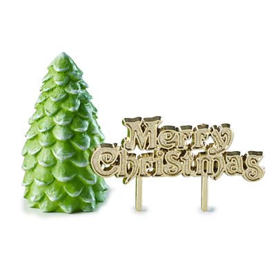 Christmas Tree and Merry Christmas Resin Cake Toppers  Lakeland