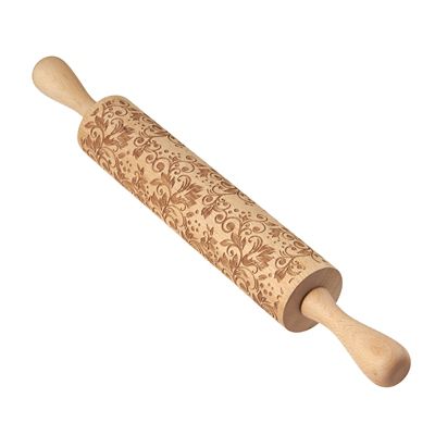 Embossed Paisley Pattern Wooden Rolling Pin image(1)