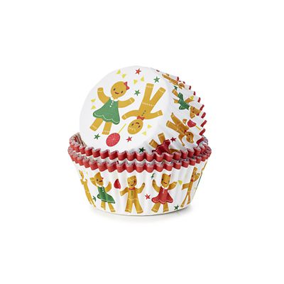 Gingerbread People Foil-Lined Cupcake Cases – Pack of 30 - (Image 1)