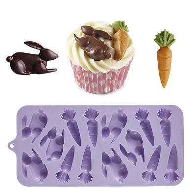 Silicone Easter Bunnies and Carrots Chocolate Mould image(1)