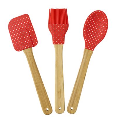 Lakeland Polka Dot Silicone and Bamboo Baking Tools – Set of 3 image(1)