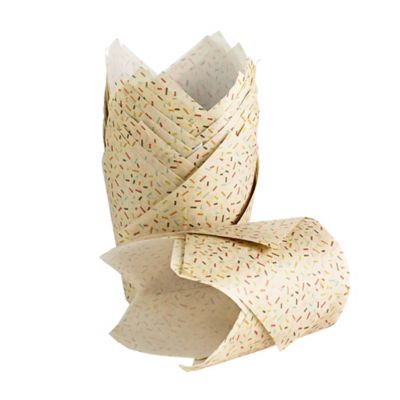24 Speckled Craft Paper Greaseproof Tulip Shaped Muffin Cases image(2)