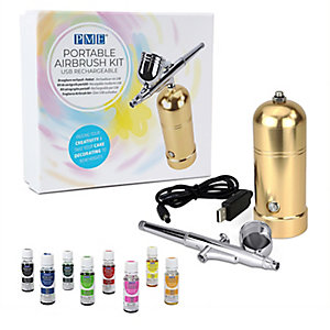 PME Rechargeable Cake Decorating Airbrush Kit AB140 and 8 Airbrush Colours