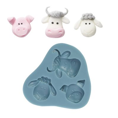 Farmyard Faces Cake Toppers Silicone Icing Mould Lakeland