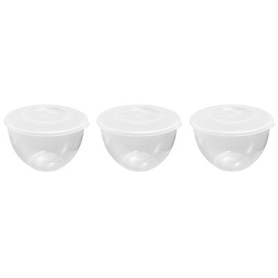 3 Plastic Lidded Pudding Basins 1.3L