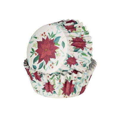 30 Poinsettia Foil-Lined Cupcake Cases image(1)