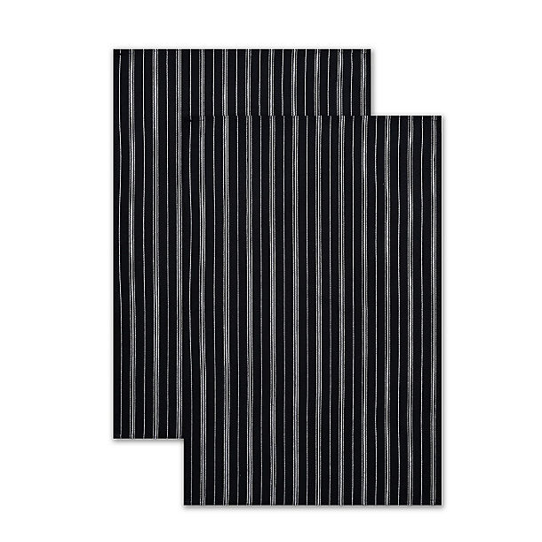 2 Lakeland Black Butcher’s Stripe Tea Towels image(1)