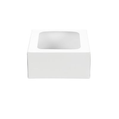 16cm Square White Flat-Pack Cardboard Cake Treat Boxes – Set of 2 image(1)