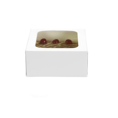 16cm Square White Flat-Pack Cardboard Cake Treat Boxes – Set of 2 image(3)
