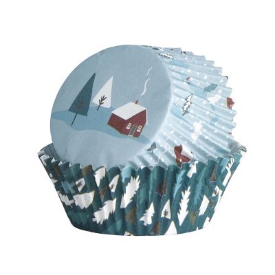 60 Winter Cabin Cupcake Cases image(1)