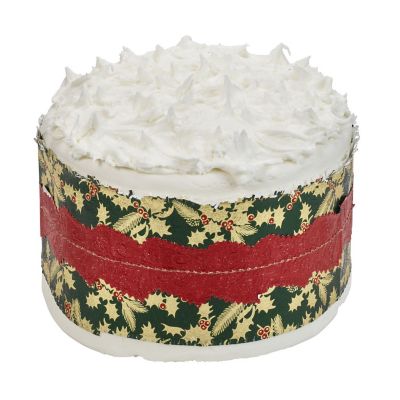 Green, Gold and Red Holly Print Cake Frill 