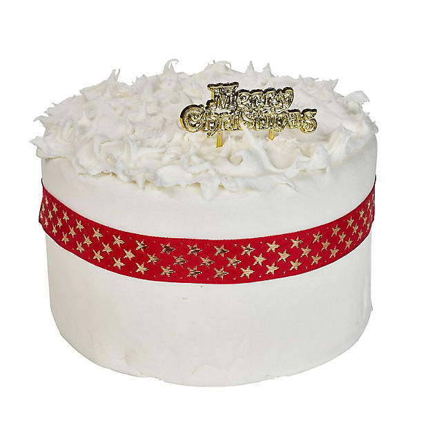 2 Piece Red and Gold Star Christmas Cake Ribbon and Topper Set image(1)