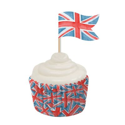 12 Union Jack Paper Flag Cupcake Toppers image(2)