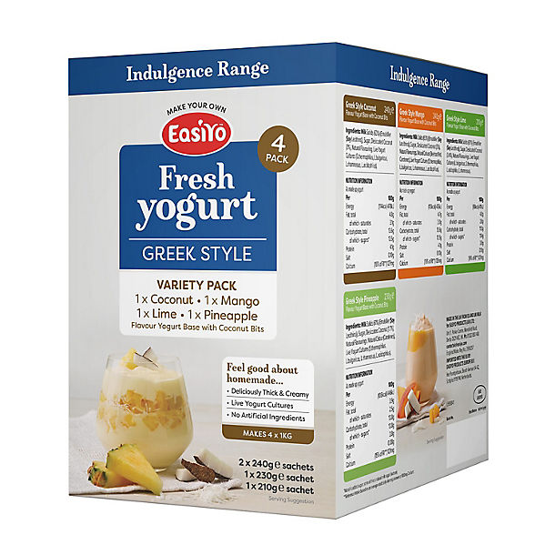 EasiYo Greek Style Coconut Variety Pack Yoghurt Mix x 4 Sachets image(1)