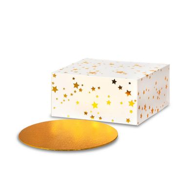 Luxe Star Print Cake Board and Box Single Pack Lakeland