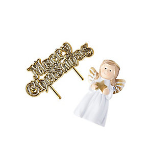 Angel and Merry Christmas Cake Toppers