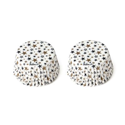 Decora Cupcake Cases with Black and Gold Stars - Pack of 36 image(1)