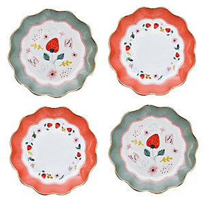 4 Strawberry Patch Cake Plates