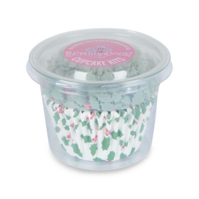 Holly Cupcake Cases and Sprinkles – Pack of 12 image(2)