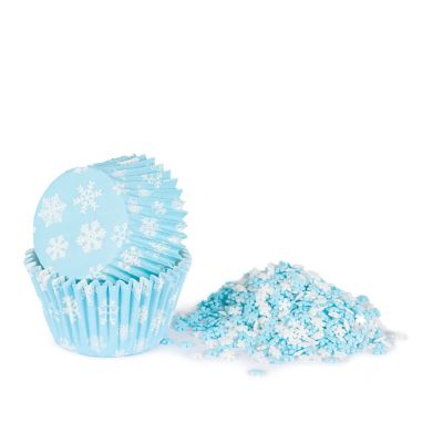Snowflake Cupcake Cases and Sprinkles – Pack of 12 image(1)