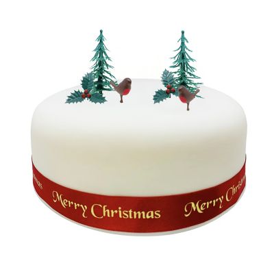 6 Piece Traditional Robin and Holly Cake Topper Set image(2)