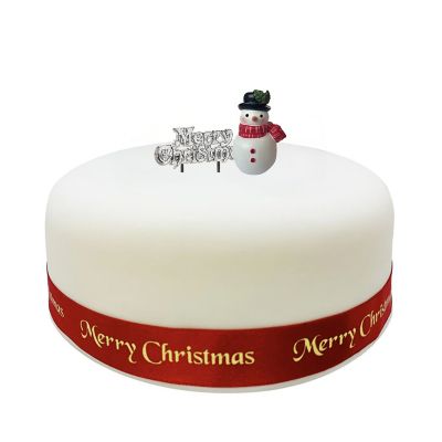 Icons of Chrismas Snowman Resin Cake Topper and Silver Merry Christmas Motto image(2)