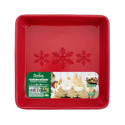 Decora Square Red Christmas Baking Tin 24cm