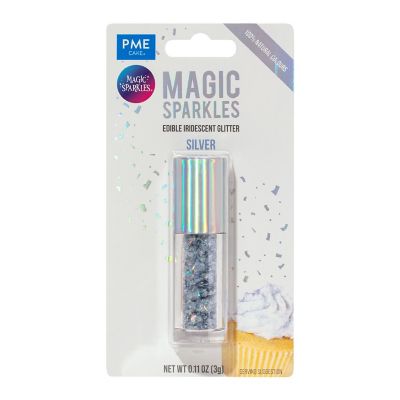 PME Magic Sparkles Edible Iridescent Glitter – Silver 3g image(1)