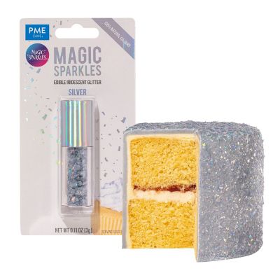 PME Magic Sparkles Edible Iridescent Glitter – Silver 3g image(3)