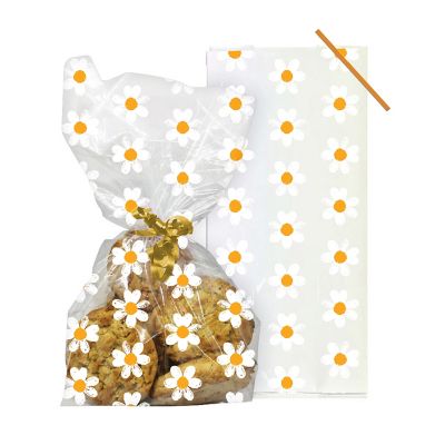 Daisy Cello Treat Bags with Twist Ties - Pack of 20