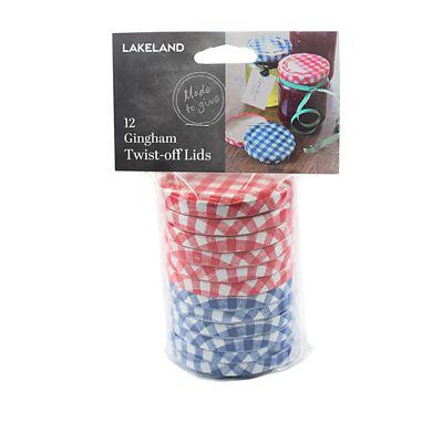 6 Red & 6 Blue Gingham Twist Off Jam Jar Lids image(2)