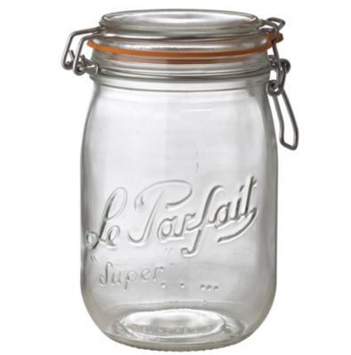 Mason & Fable Ribbed Glass Canister or Jar with Airtight Wood Lid- Fluted  Storage Jar for Cookies, Pasta or Sugar -Ideal for Kitchen, Pantry, Bar or