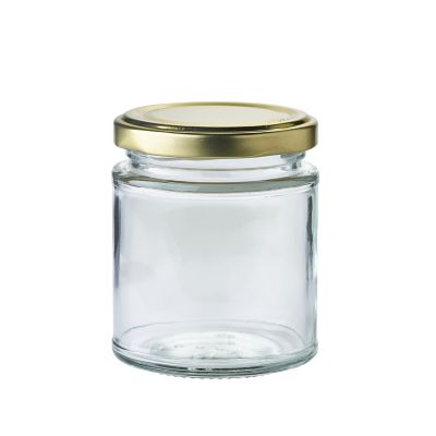 8 oz Faceted Round Glass Jar w/ Lid