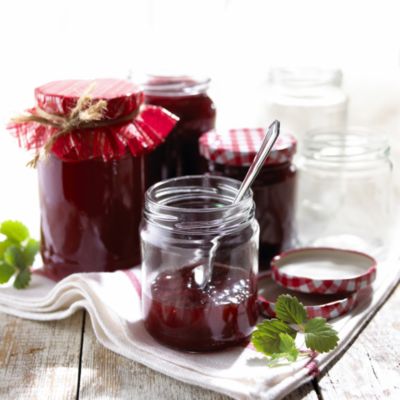 12 Standard Glass Jam Jars With Gold Lids 380ml (1lb) image(4)