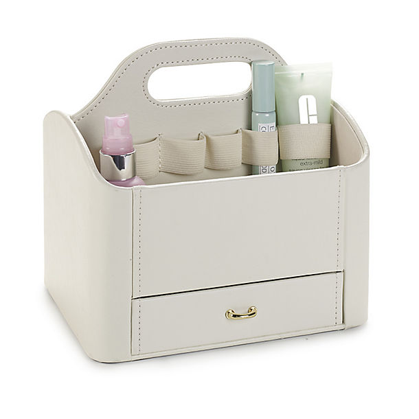 Cream Faux Leather Make Up Storage Caddy image(1)