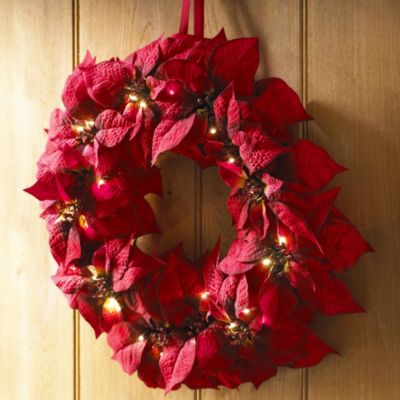LED Poinsettia Wreath image()