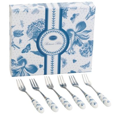 6 Botanic Blue Pastry Forks image(1)