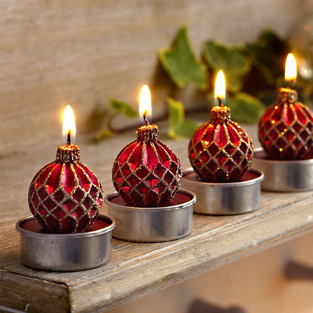 6 Red & Gold Bauble Tealights image(1)