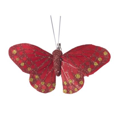 6 Red Clip-On Glitterflies image()