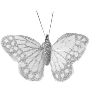 6 Silver Clip On Glitterflies image()