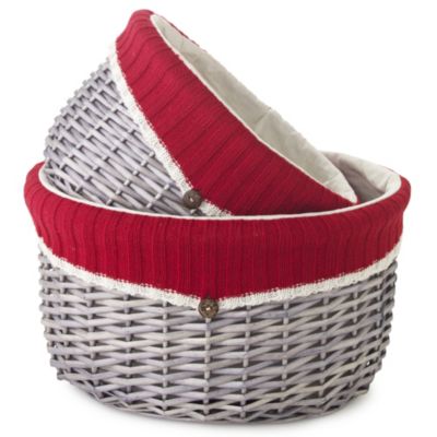 2 Winter Wooly Wicker Baskets image()