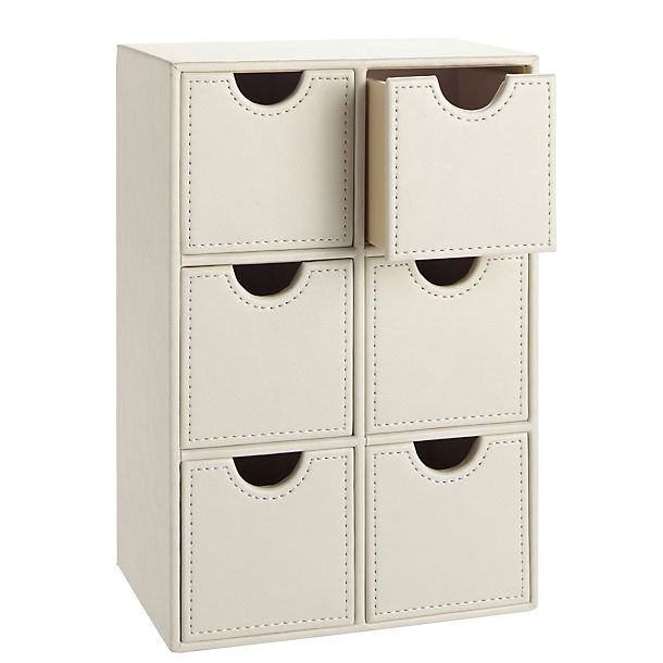 Cream Faux Leather Dressing Table Accessory Drawers image(1)